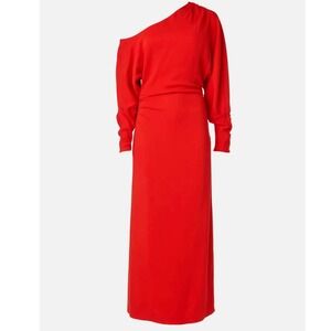 TANYA TAYLOR Ruched Georgie Cocktail Dress Size 12 Womens Red RTR